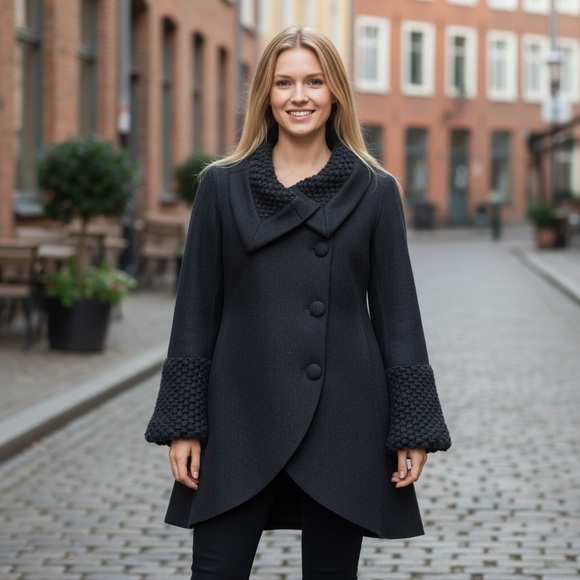 Indigenous Jackets & Blazers - Indigenous Peruvian Alpaca Felt Asymmetrical Topper